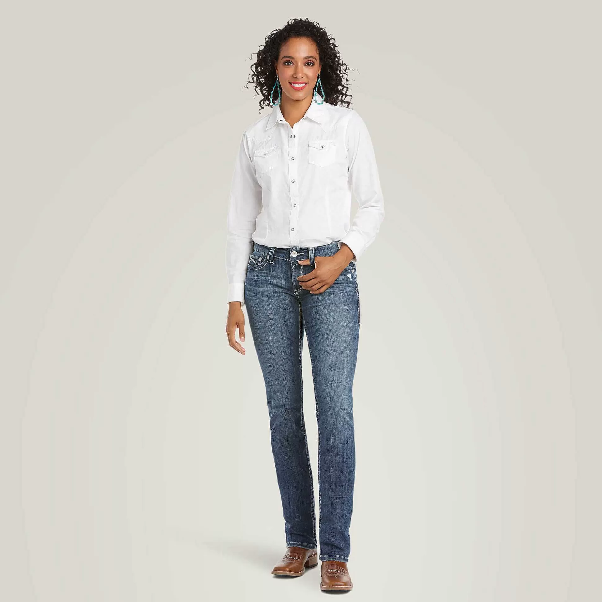 ariat Denim*R.E.A.L. Mid Rise Arrow Gianna Straight Jean